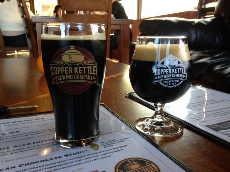 Delicious beers, Tequila on the right, Black IPA on the left.