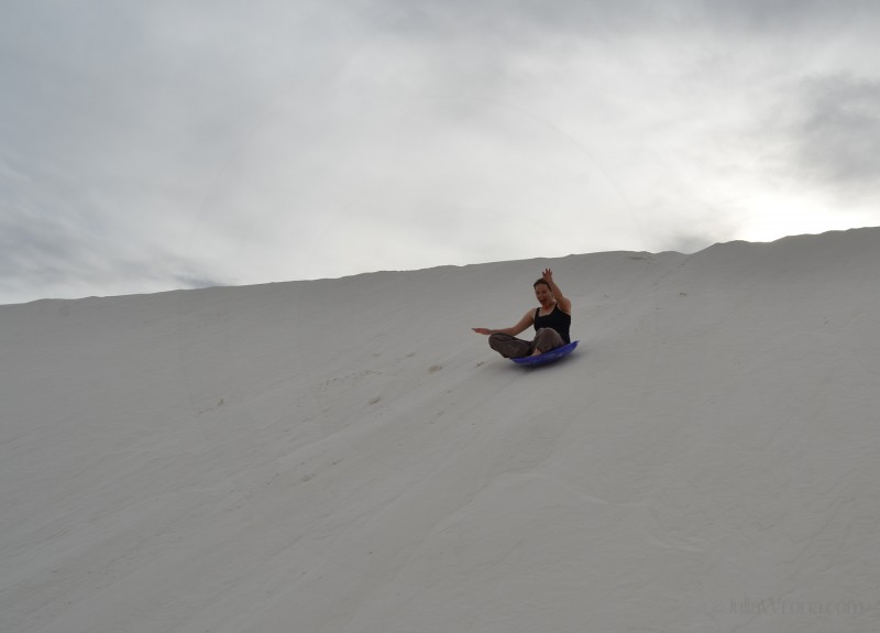 Sledding in White Sands National Park