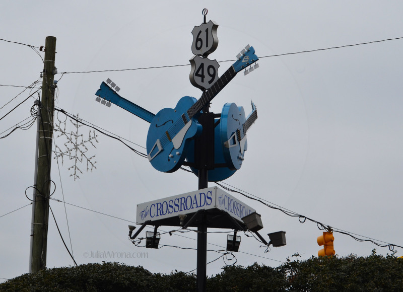 Crossroads sign in Clarksdale, Mississippi