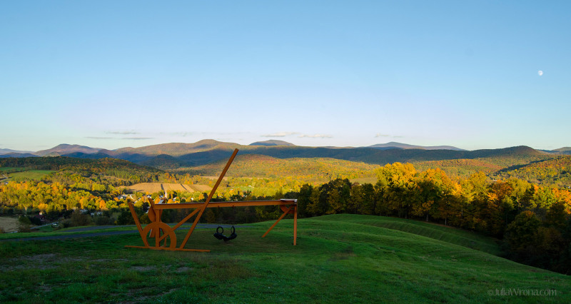 Sculpture and Vermont Green Mountains in Autumn