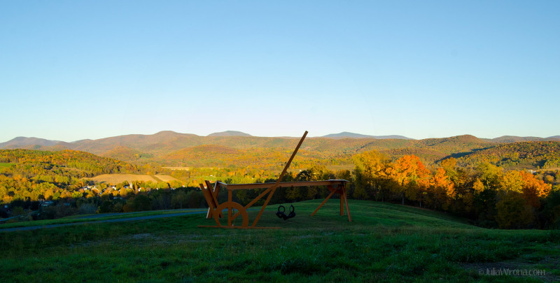 Sculpture and Vermont Green Mountains in Autumn
