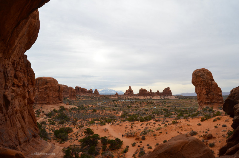 Wide shot of Arches National Park, Utah